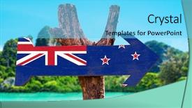  Presentation with new zealand - Colorful presentation design enhanced with new zealand flag wooden sign backdrop and a arctic colored foreground