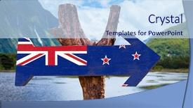  Presentation with new zealand - Amazing presentation design having new zealand flag wooden sign backdrop and a sky blue colored foreground