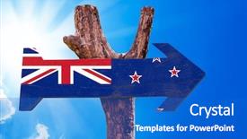  Presentation with new zealand - Slide set having new zealand flag wooden sign background and a cobalt blue colored foreground