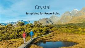  Presentation with new zealand - Slide deck with new-zealand-hiking-young-hiking background and a light blue colored foreground