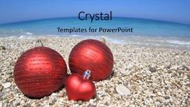  Presentation with holiday - Amazing slide set having new zealand holiday - christmas balls on the beach backdrop and a teal colored foreground
