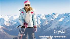  Presentation with tibetan mountains - Audience pleasing slides consisting of new zealand holiday - woman holding snowboard with mountains backdrop and a teal colored foreground