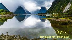  Presentation with storm clouds - Presentation design with new-zealand-mirror-smooth-water background and a tawny brown colored foreground