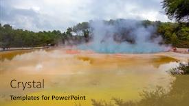  Presentation with geothermal - Audience pleasing PPT theme consisting of new-zealand-north-island-rotorua backdrop and a yellow colored foreground