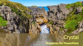  Presentation with coast - Slide set consisting of new zealand pancake rock background and a tawny brown colored foreground