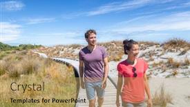  Presentation with new zealand - Amazing slide set having new-zealand-people-hiking backdrop and a yellow colored foreground