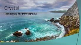  Presentation with environmental - Cool new PPT theme with new-zealand-the-picturesque-coast backdrop and a light blue colored foreground