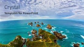  Presentation with environmental - Cool new theme with new-zealand-the-picturesque-coast backdrop and a light blue colored foreground