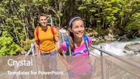  Presentation with new path - PPT theme enhanced with new zealand tramping couple backpackers background and a coral colored foreground