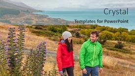  Presentation with peter - Colorful slide set enhanced with new-zealand-travel-couple-tourists backdrop and a light blue colored foreground