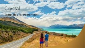  Presentation with peter - Slide deck with new-zealand-travel-couple-tourists background and a light blue colored foreground