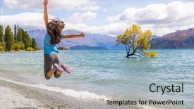  Presentation with new zealand silver fern black - PPT theme with new zealand travel happy tourist background and a light blue colored foreground