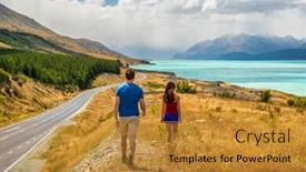  Presentation with peter - Presentation theme consisting of new-zealand-travel-nature-couple background and a gold colored foreground