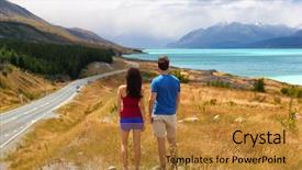  Presentation with peter - PPT theme featuring new zealand travel nature couple background and a gold colored foreground
