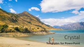  Presentation with new zealand - Presentation theme consisting of new-zealand-travel-people-tourists background and a coral colored foreground
