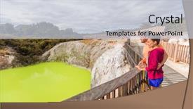  Presentation with geothermal - Theme with new zealand travel tourists looking background and a light gray colored foreground