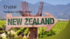  Presentation with winery - PPT theme with new zealand wooden sign background and a light blue colored foreground