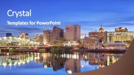  Presentation with skyline - Slide deck consisting of newark new jersey usa skyline background and a cobalt blue colored foreground