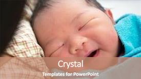  Presentation with newborn baby hospital - Slides with mother's arms inside hospital background and a coral colored foreground