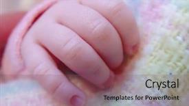  Presentation with newborn babies - Slide set featuring newborn babies finger on blanket background and a violet colored foreground