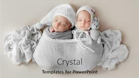  Presentation with babies - Presentation featuring newborn-babies-twins-swaddled background and a light gray colored foreground