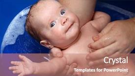  Presentation with baby bath - Cool new slides with interplay of zodiac symbols gears lights and abstract design elements on the subject of astrology child birth fate destiny future prophecy horoscope and occult beliefs backdrop and a light blue colored foreground