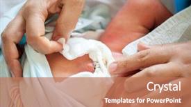  Presentation with newborn baby - PPT layouts enhanced with umbilical cord - newborn baby belly button background and a coral colored foreground