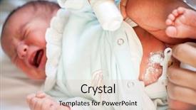  Presentation with newborn baby - PPT theme featuring umbilical cord - newborn baby belly button background and a lemonade colored foreground