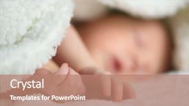  Presentation with new baby - Slide set enhanced with newborn baby boy portrait background and a coral colored foreground