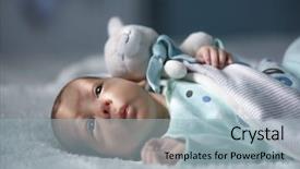  Presentation with new baby - Colorful presentation theme enhanced with newborn baby boy portrait backdrop and a light blue colored foreground