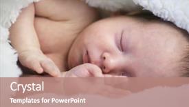  Presentation with new baby - Audience pleasing presentation design consisting of newborn baby boy portrait backdrop and a coral colored foreground