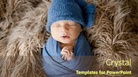  Presentation with infant - PPT theme consisting of newborn-baby-boy-sleeping-swaddled background and a tawny brown colored foreground