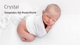  Presentation with sleeping baby - Slide deck featuring newborn-baby-boy-sleeping-wrapped background and a  colored foreground