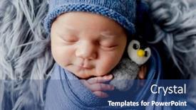  Presentation with newborn baby - PPT theme consisting of newborn-baby-boy-swaddled background and a ocean colored foreground
