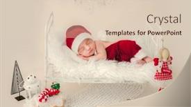  Presentation with newborn baby - Presentation design having newborn-baby-boy-wearing-santa background and a lemonade colored foreground