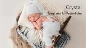  Presentation with newborn baby - Slide set enhanced with newborn-baby-boy-wearing background and a soft green colored foreground