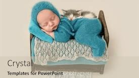  Presentation with baby sleeping - Theme having newborn-baby-boy-with-kitty and a soft green colored foreground