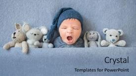  Presentation with newborn baby - Slides having newborn baby boy yawning background and a seafoam green colored foreground