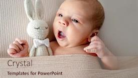  Presentation with newborn baby - PPT theme consisting of newborn-baby-boy-yawns background and a mint green colored foreground