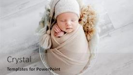  Presentation with newborn baby - Theme enhanced with newborn-baby-child-swaddled background and a light gray colored foreground