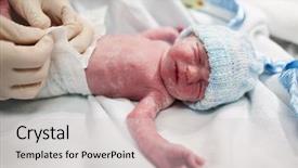  Presentation with newborn baby hospital - Presentation theme with newborn baby covered in vernix background and a light gray colored foreground