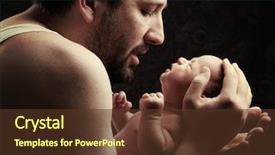  Presentation with newborn baby on his mothers and - Amazing slide set having newborn baby in father's hands backdrop and a  colored foreground