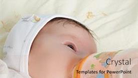  Presentation with baby bottle - Beautiful presentation theme featuring newborn-baby-feed-by-bottle backdrop and a coral colored foreground