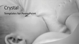  Presentation with baby breast milk - PPT theme with newborn baby feeding milk background and a light gray colored foreground
