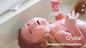  Presentation with baby bath - Audience pleasing presentation theme consisting of newborn baby first bath backdrop and a red colored foreground