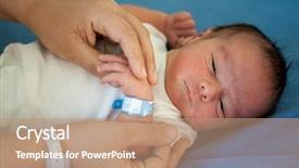  Presentation with new life baby plant - PPT theme featuring newborn baby first days background and a coral colored foreground