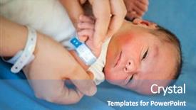  Presentation with newborn baby - Slide deck consisting of newborn baby first days background and a teal colored foreground