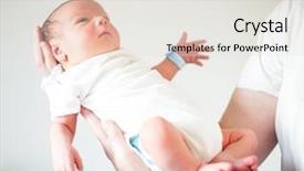  Presentation with newborn baby - Audience pleasing slide deck consisting of newborn baby first in arms backdrop and a sky blue colored foreground