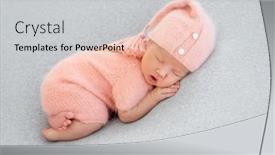  Presentation with sleeping baby - Theme with newborn baby girl sleeping sweetly background and a light gray colored foreground