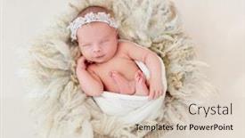  Presentation with sleeping baby - PPT layouts featuring newborn baby girl sleeping sweetly in the basket background and a soft green colored foreground